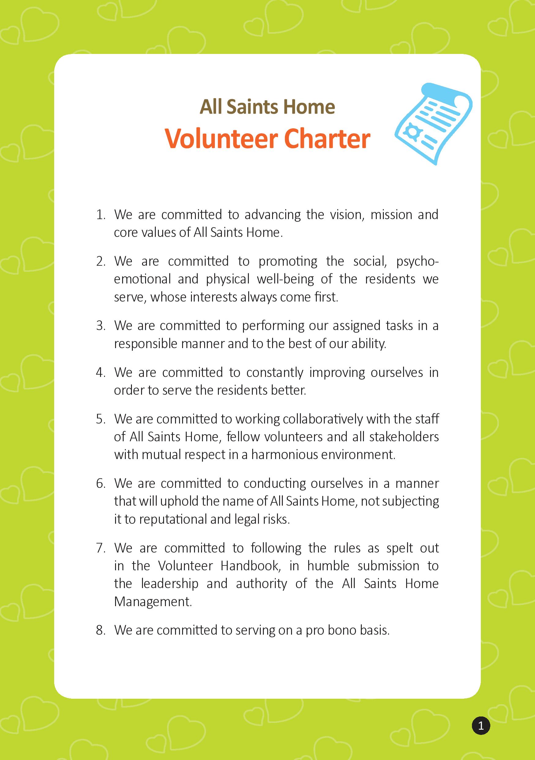 All Saints Home Volunteer Charter Eng